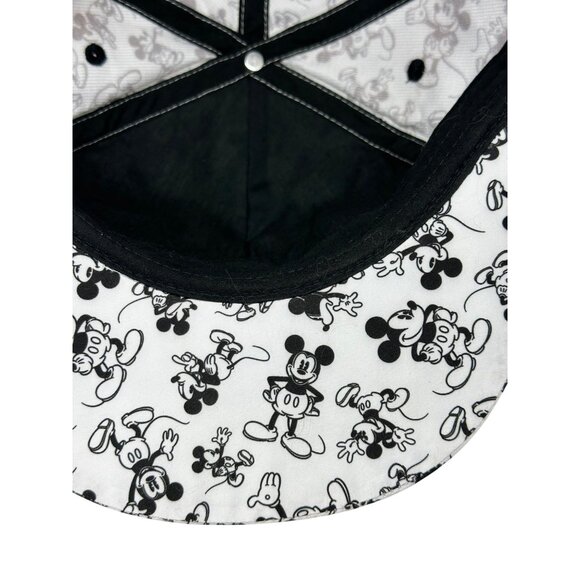 PREOWNED Disney Parks Mickey Mouse AOP Black White Adjustable Baseball Cap Adult - Picture 6 of 7